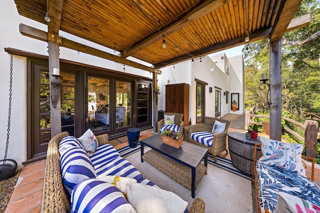 1435 Sycamore Canyon Rd, Santa Barbara, CA 93108 - view of patio featuring french doors and outdoor lounge area