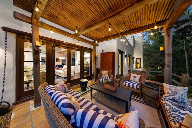 1435 Sycamore Canyon Rd, Santa Barbara, CA 93108 - view of patio / terrace with french doors and an outdoor hangout area