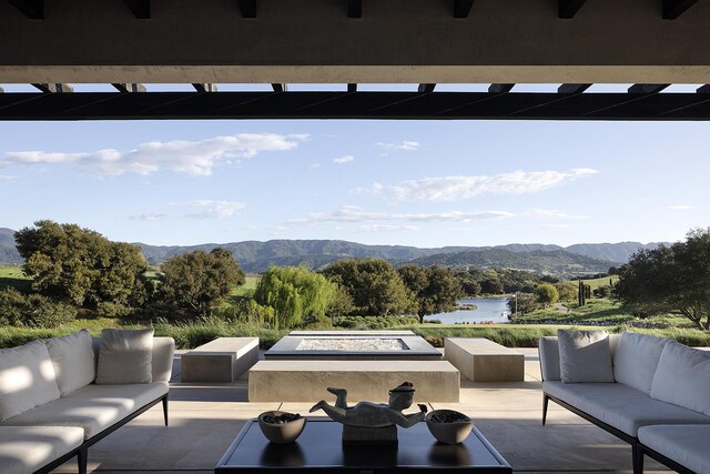 2794 Kara Ln, Solvang, CA 93463 - view of patio / terrace with an outdoor hangout area and a water and mountain view