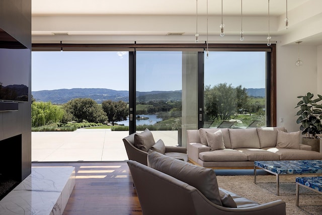 2794 Kara Ln, Solvang, CA 93463 - living room featuring a water and mountain view and wood finished floors