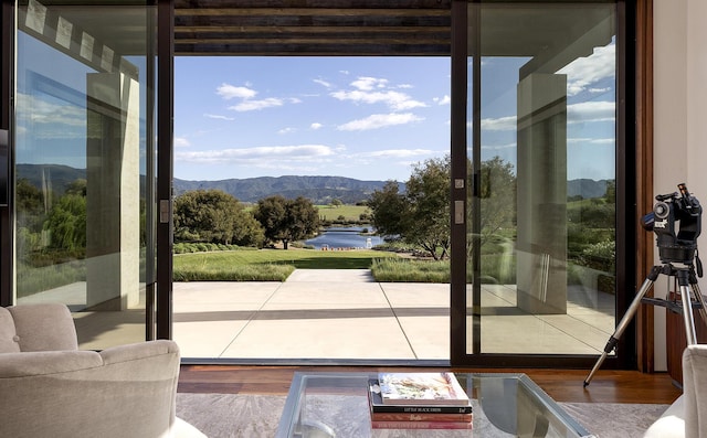2794 Kara Ln, Solvang, CA 93463 - doorway with a water and mountain view and wood finished floors