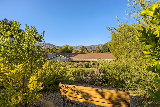 exterior space featuring a mountain view