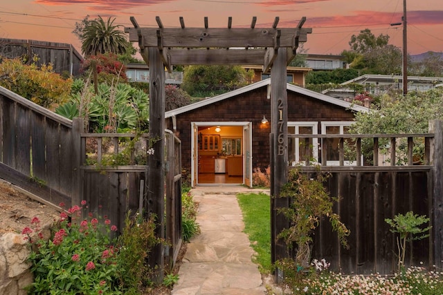 exterior space with fence private yard