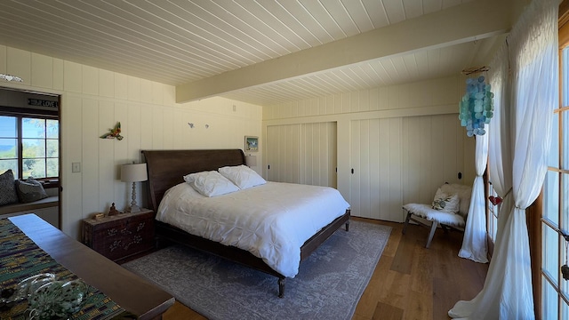 2852 Tapadero Rd, Solvang, CA 93463 - bedroom with beamed ceiling, wood finished floors, and wood ceiling