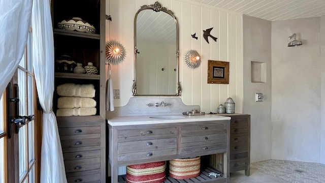 2852 Tapadero Rd, Solvang, CA 93463 - bathroom featuring wood ceiling and vanity