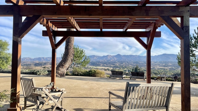 2852 Tapadero Rd, Solvang, CA 93463 - view of patio featuring a pergola and a mountain view