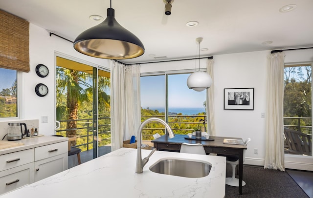 1776 Eucalyptus Hill Rd, Santa Barbara, CA 93103 - dining space featuring recessed lighting and a water view