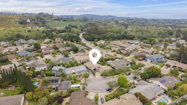 birds eye view of property with a residential view