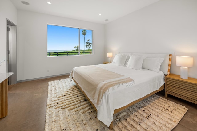 bedroom with baseboards and recessed lighting