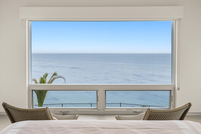 bedroom with a water view