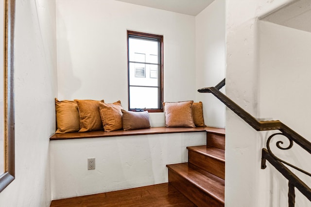 staircase with wood finished floors