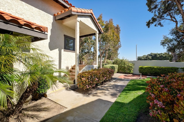 exterior space with stairway and fence
