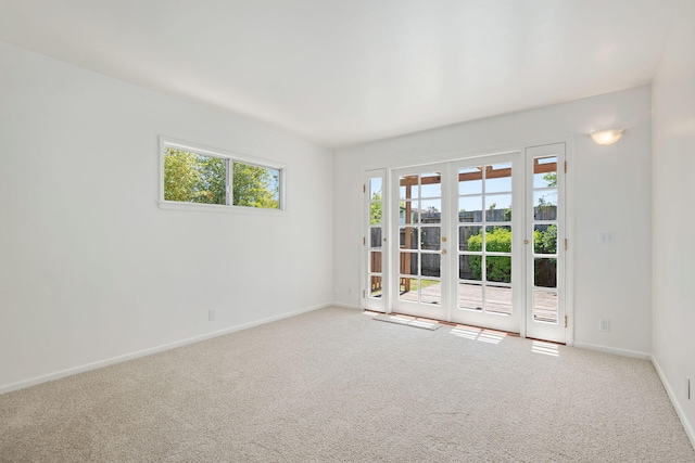 carpeted spare room with baseboards and a healthy amount of sunlight