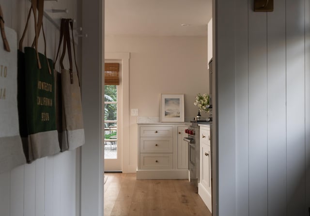 hallway featuring light wood-type flooring
