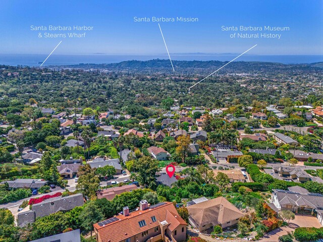 2760 Williams Way, Santa Barbara, CA 93105 - drone / aerial view featuring a water view and a residential view