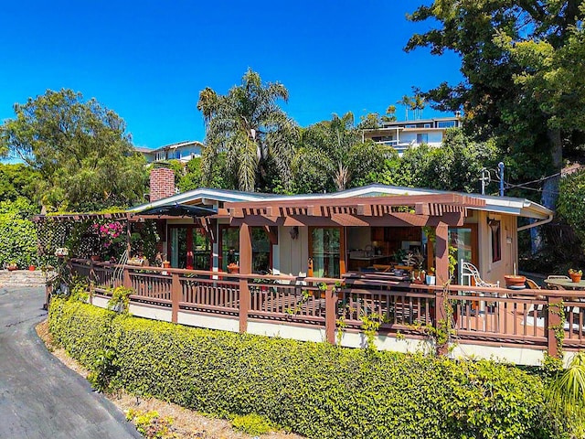 2760 Williams Way, Santa Barbara, CA 93105 - view of front of house with a chimney and a deck