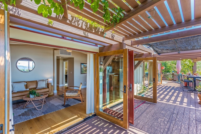 2760 Williams Way, Santa Barbara, CA 93105 - deck featuring a pergola, outdoor dining space, and visible vents