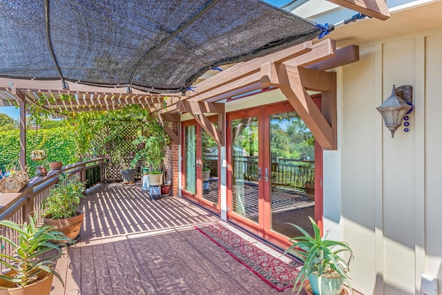 2760 Williams Way, Santa Barbara, CA 93105 - view of patio / terrace with french doors, a pergola, and a deck