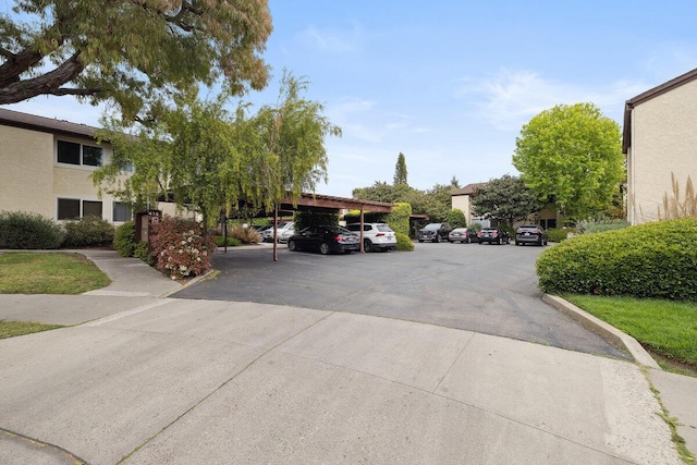 view of street featuring concrete driveway