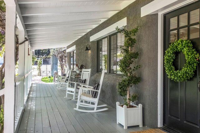 deck with a porch