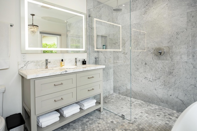 228 W Mission St, Santa Barbara, CA 93101 - full bath with a marble finish shower and double vanity