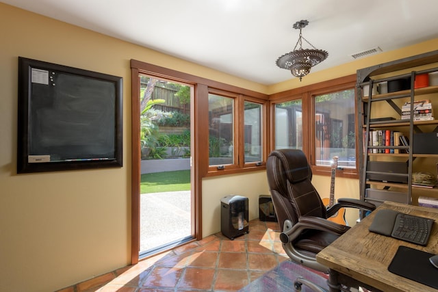 home office featuring visible vents