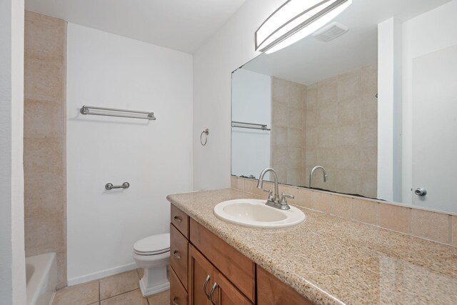 39 Dearborn Pl Unit 95, Goleta, CA 93117 - bathroom with tile patterned flooring, toilet, vanity, a tub, and a shower