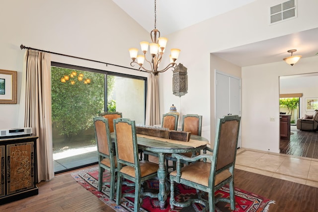 dining space featuring visible vents, a wealth of natural light, and wood finished floors