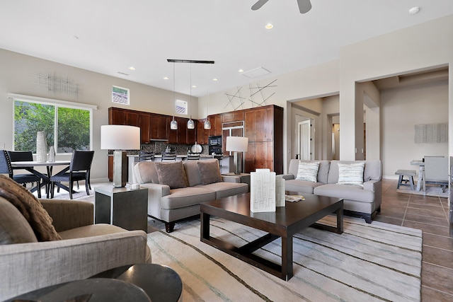 80220 Vía Tesoro, Tesoro, CA 92253 - living area featuring a ceiling fan, recessed lighting, and light tile patterned flooring