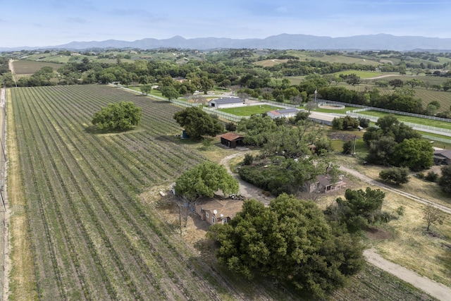birds eye view of property featuring a rural view and a mountain view