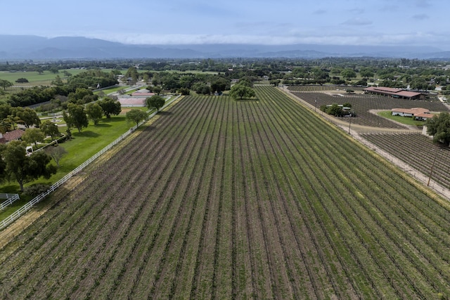 drone / aerial view featuring a rural view and a mountain view