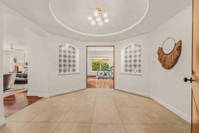 1158 Shelburn Ln, Ventura, CA 93001 - entrance foyer with tile patterned flooring, baseboards, and a tray ceiling