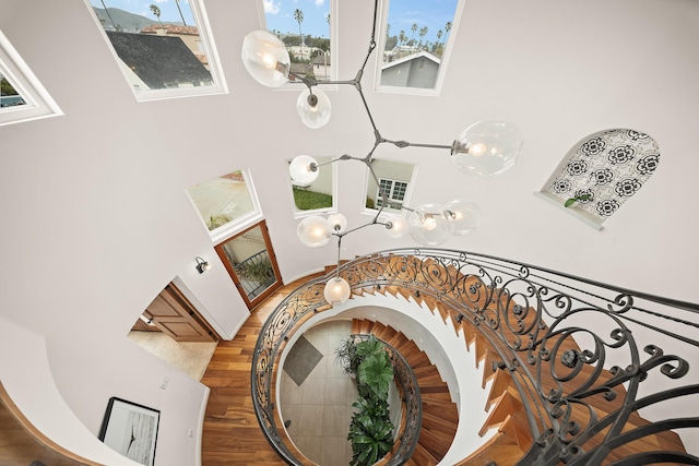 1158 Shelburn Ln, Ventura, CA 93001 - stairway featuring a high ceiling and a notable chandelier