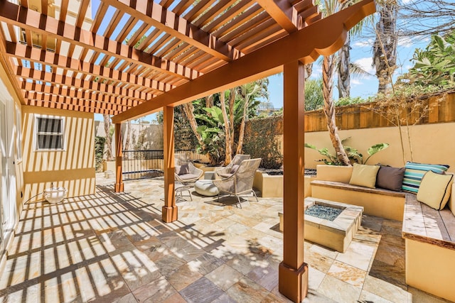 1158 Shelburn Ln, Ventura, CA 93001 - view of patio / terrace with a fenced backyard and an outdoor living space with a fire pit