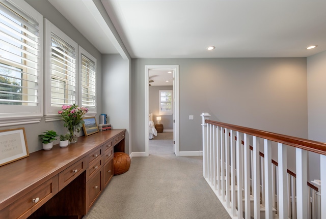 232 Sanderling Ln, Goleta, CA 93117 - corridor featuring light colored carpet, recessed lighting, baseboards, and an upstairs landing