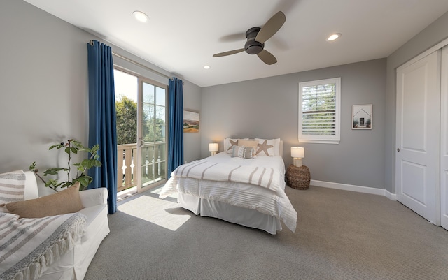 232 Sanderling Ln, Goleta, CA 93117 - carpeted bedroom with baseboards, multiple windows, recessed lighting, and access to exterior
