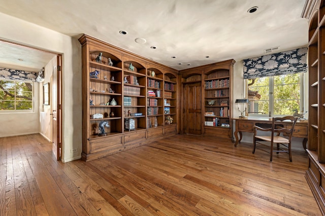 3325 Figueroa Mountain Rd, Los Olivos, CA 93460 - office space with hardwood / wood-style flooring, healthy amount of natural light, and baseboards