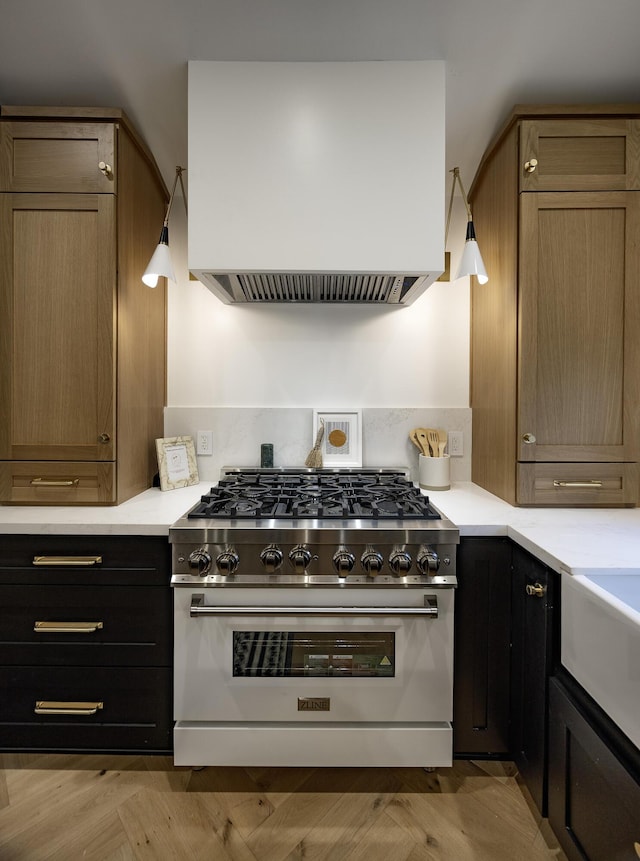 23 Calaveras Ave, Goleta, CA 93117 - kitchen featuring light countertops, stainless steel stove, and extractor fan