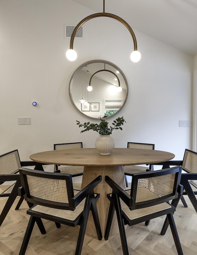 23 Calaveras Ave, Goleta, CA 93117 - dining space with vaulted ceiling and visible vents