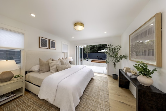 23 Calaveras Ave, Goleta, CA 93117 - bedroom featuring light wood-style floors, recessed lighting, cooling unit, and access to exterior