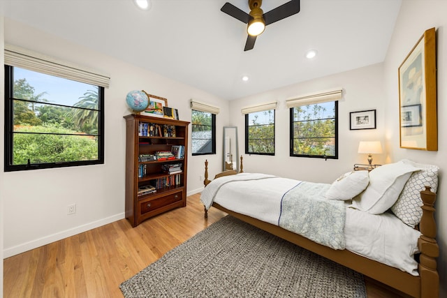 305 E Islay St, Santa Barbara, CA 93101 - bedroom with light wood-style flooring, baseboards, a ceiling fan, and recessed lighting