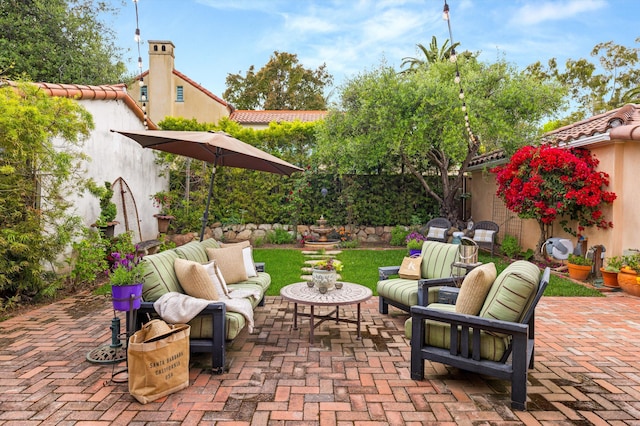 305 E Islay St, Santa Barbara, CA 93101 - view of patio featuring an outdoor hangout area