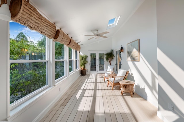 904 E Fir Ave, Lompoc, CA 93436 - sunroom with french doors, a skylight, plenty of natural light, vaulted ceiling, and wood finished floors