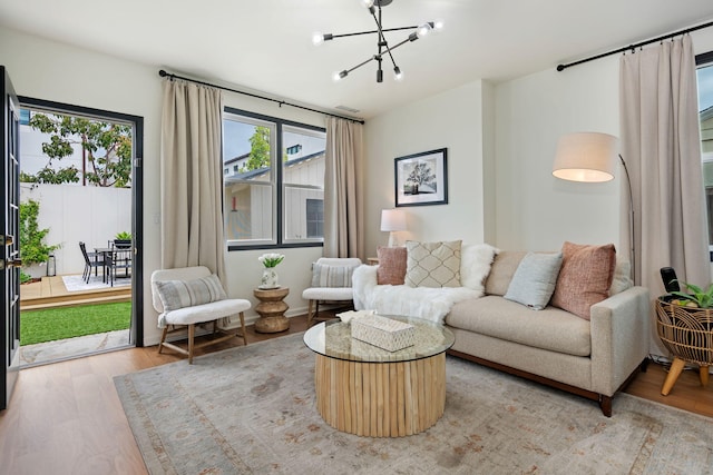 910 N Nopal St, Santa Barbara, CA 93103 - living area with a chandelier and wood finished floors