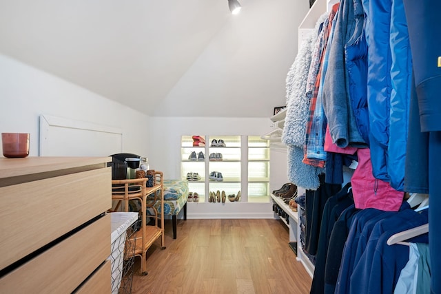 910 N Nopal St, Santa Barbara, CA 93103 - spacious closet featuring wood finished floors and lofted ceiling