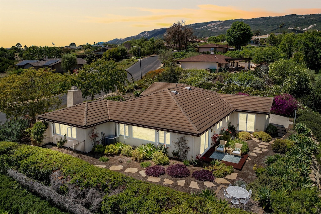 1274 Camino Meleno, Santa Barbara, CA 93111 - aerial view at dusk of a mountain view