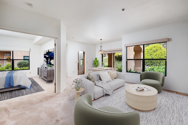 4643 Gerona Way, Santa Barbara, CA 93110 - living area featuring arched walkways and carpet