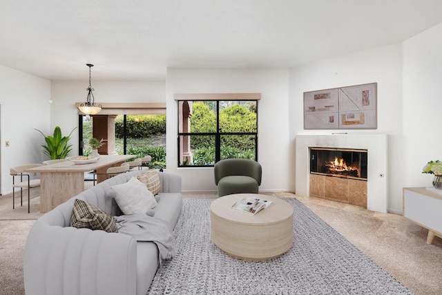 4643 Gerona Way, Santa Barbara, CA 93110 - carpeted living room with a fireplace
