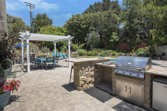 3933 Foothill Rd, Santa Barbara, CA 93110 - view of patio / terrace featuring a pergola and outdoor dining space