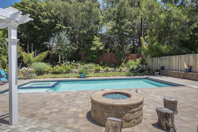 3933 Foothill Rd, Santa Barbara, CA 93110 - view of pool featuring a patio area, a fenced backyard, and a pool with connected hot tub